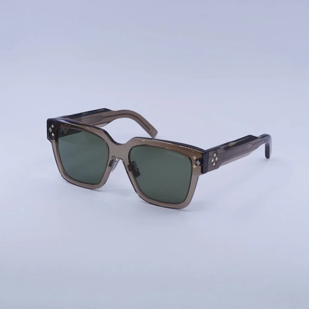Dior CD DIAMOND S3F 64C0 Sunglasses Transparent Brown Square Frame, Green Lenses